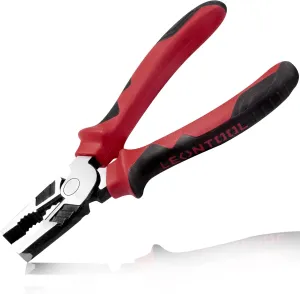 8-Inch High Leverage Combination Pliers Serrated Jaw Side Cutters Heavy Duty Chrome Nickel Steel Linesman Pliers Multi-Component 35% Less Effort Professional Hand Tool