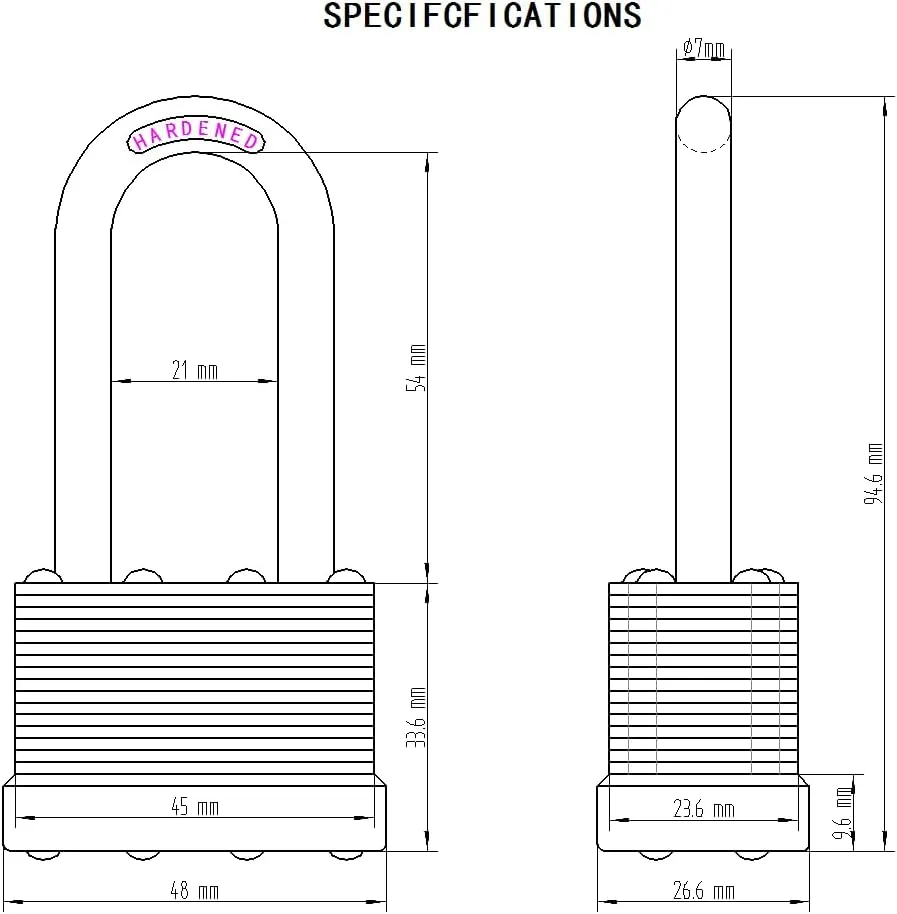 8-Pack Keyed Alike Laminated Steel Padlocks Keys, 1-3/4" Wide, Heavy Duty Long Pad Lock Set with Same Keys