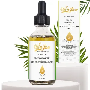 9 in 1 Natural Hair Growth Serum & Strengthening Oil with USDA Organic Rosemary, Castor, 100% Vegan Jojoba, DHT Blocker Coconut, Grape Seed for Split Ends, Ginger & Peppermint Oil for Scalp 2 FL