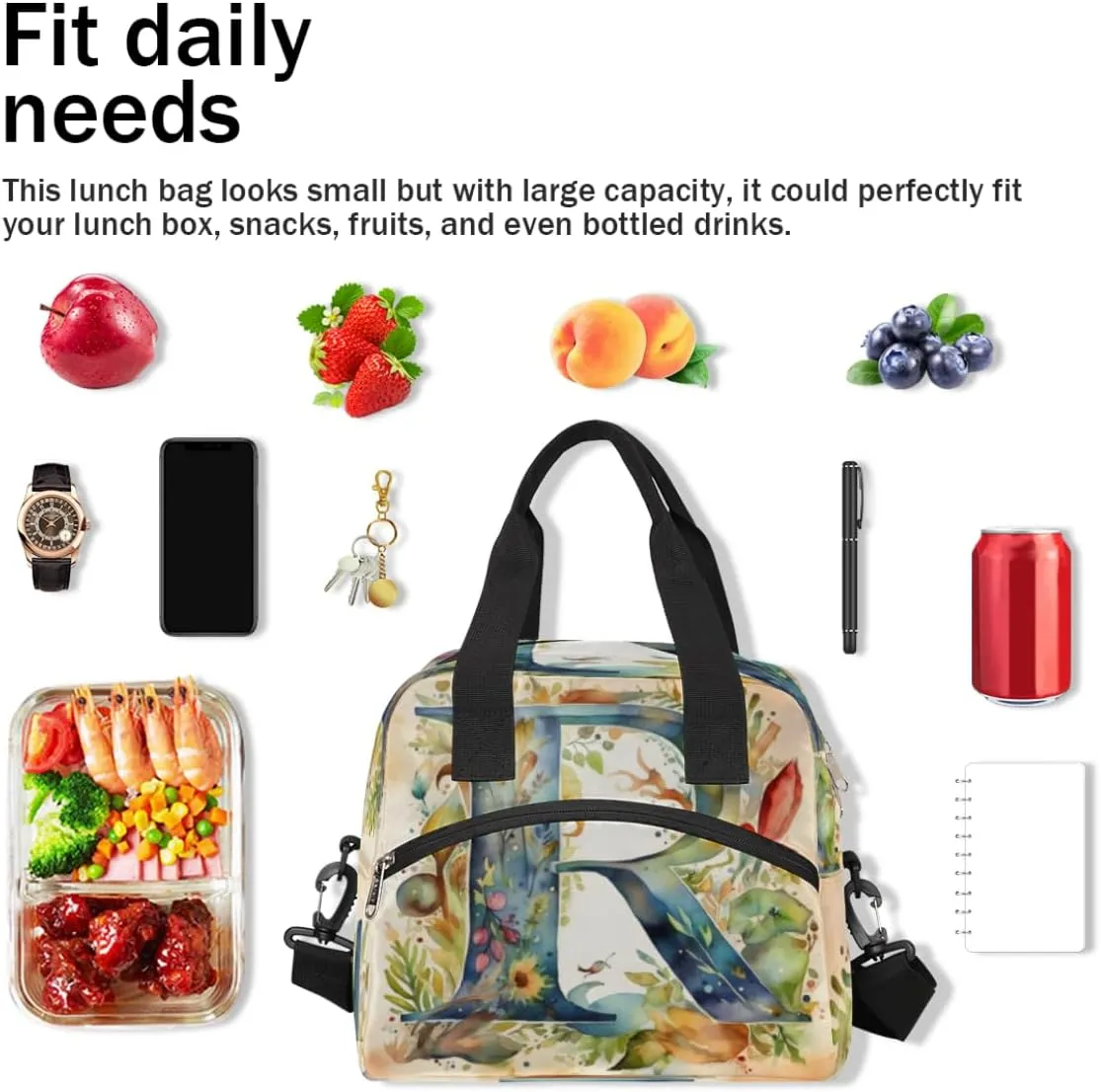 Abstraction Design Theme Insulated Lunch Bag Women Reusable Lunch Tote for Adult Men Adjustable Shoulder Strap Cooler Durable Lunch Box for Picnic Office Work Travel