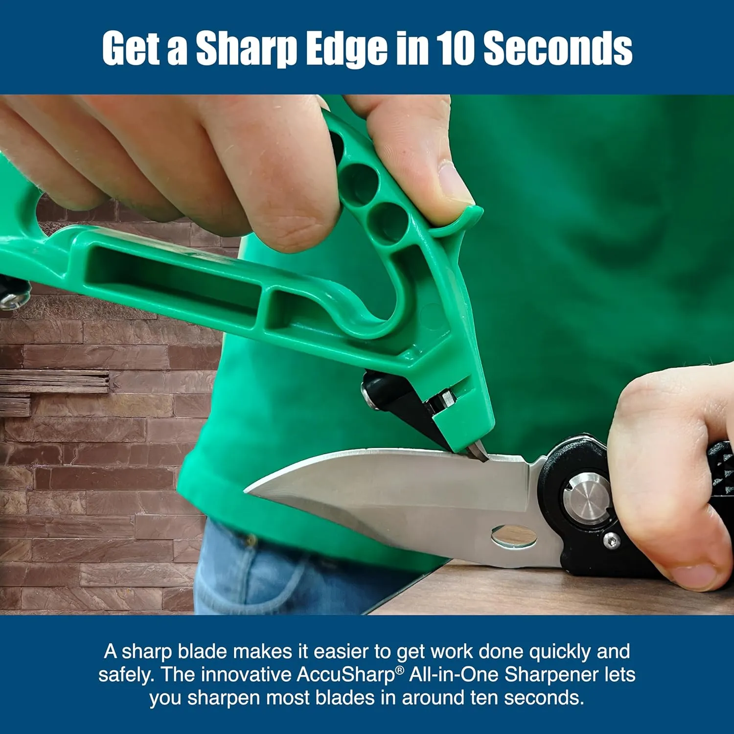 AccuSharp All-in-One Sharpener, All Purpose Sharpener for Knives, Scissors, Garden Tools, Sharpens & Restores Serrated Knives, Cleavers, Axes, Machete, Green