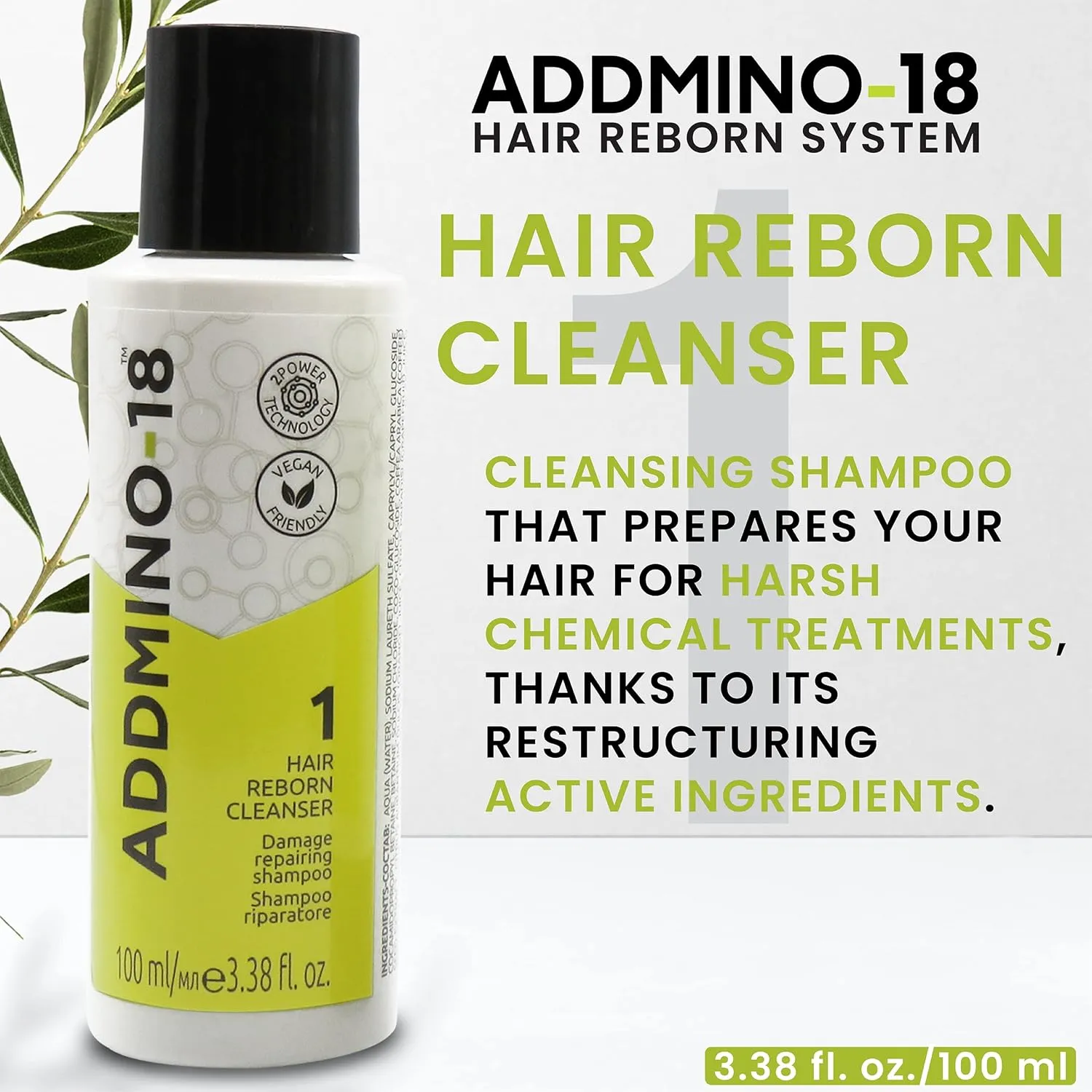 ADDMINO-18 Magic Hair Reborn Kit - Hair Shampoo 100ml, Mask 100ml & Leave in Conditioner 50ml 3pc Travel Set