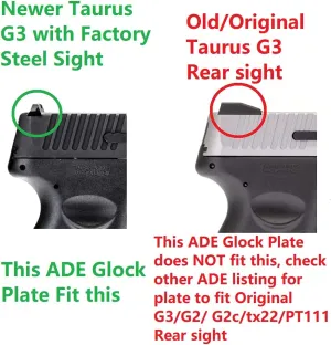 ADE RD3-006x Green Dot   Rear Sight Optic Mounting Plate/Adapter for All Glock (Non-MOS, Non-Aftermarket Slide) Standard Models, Canik TP9SF and Taurus GX4, G3C & G3 with Factory Steel Sights Pistol