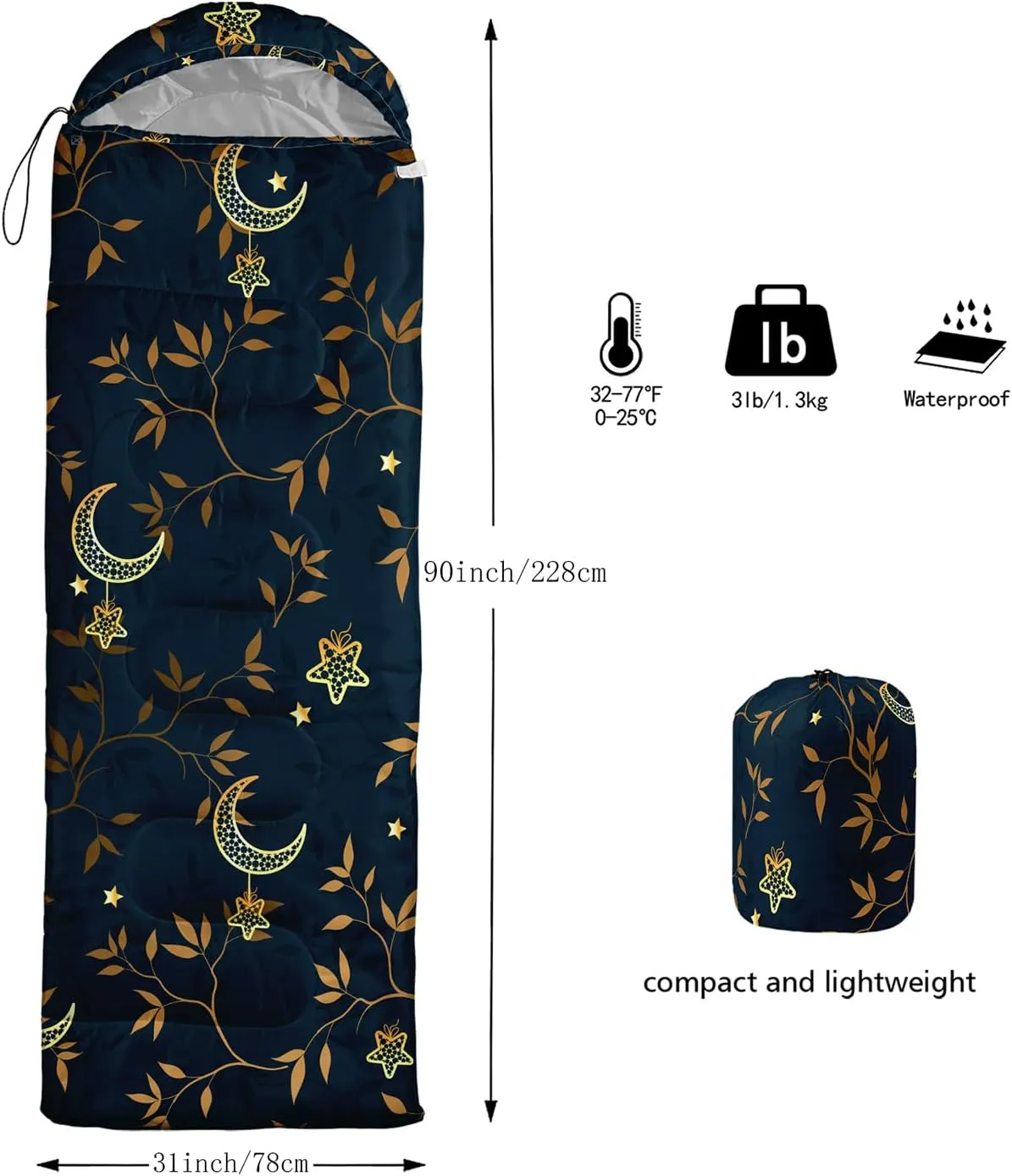 AILONEN Blue Butterfly Sleeping Bags,Lightweight & Waterproof,3 Season Warm & Cool Weather,Fairy Forest Flower Sleeping Bags for Kids,Girls,Adults,Travelling,Outdoors