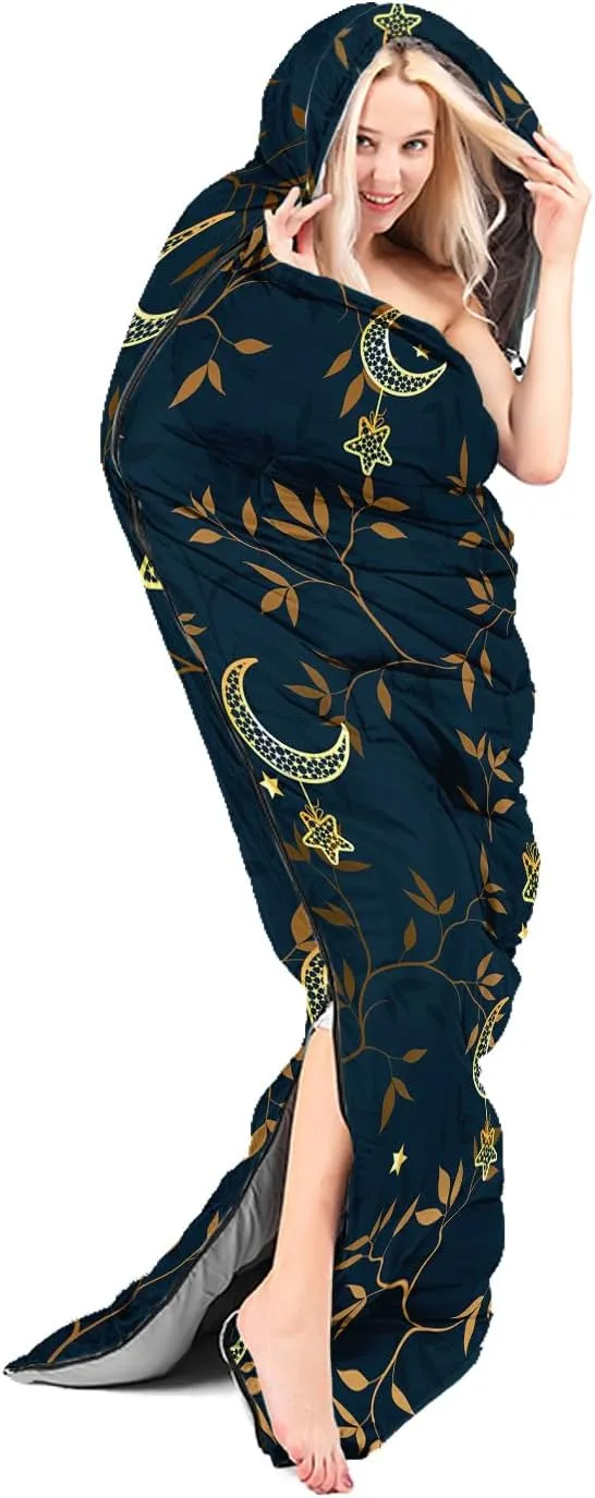 AILONEN Blue Butterfly Sleeping Bags,Lightweight & Waterproof,3 Season Warm & Cool Weather,Fairy Forest Flower Sleeping Bags for Kids,Girls,Adults,Travelling,Outdoors