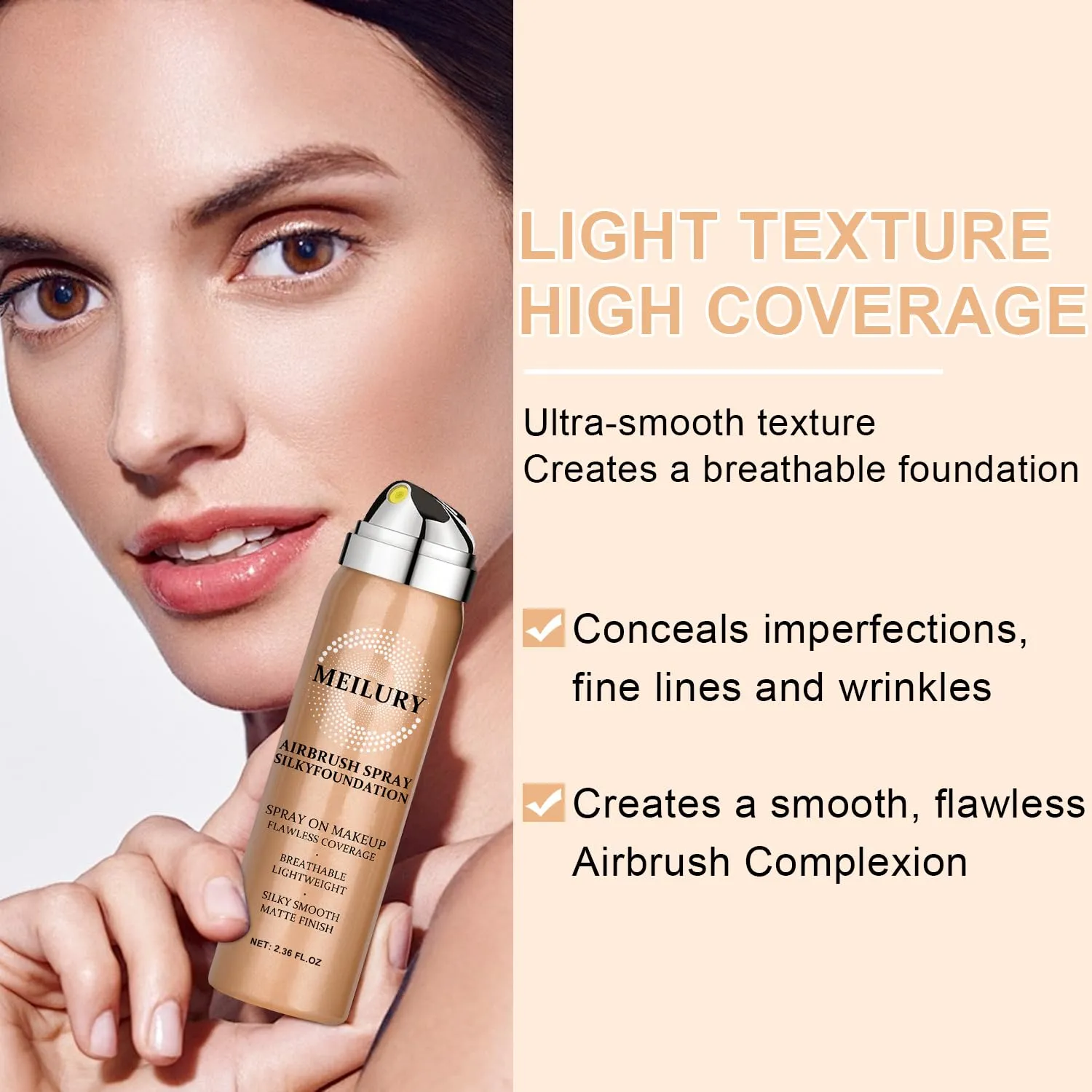 AirBrush Foundation Spray Set, Spray Foundation Makeup and Hydrating Face Air Primer Kit, Longwear Waterproof Liquid Matte Foundation Mist for Flawless Look (01 Natural)