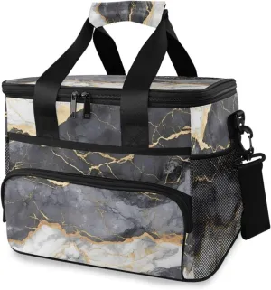 ALAZA Modern Gold Veins Gray Gradient Cooler Lunch Bag Insulated Lunch Box Large Reusable Lunchbox Leakproof Freezable Cooler Bag for Men Women Work Picnic Travel