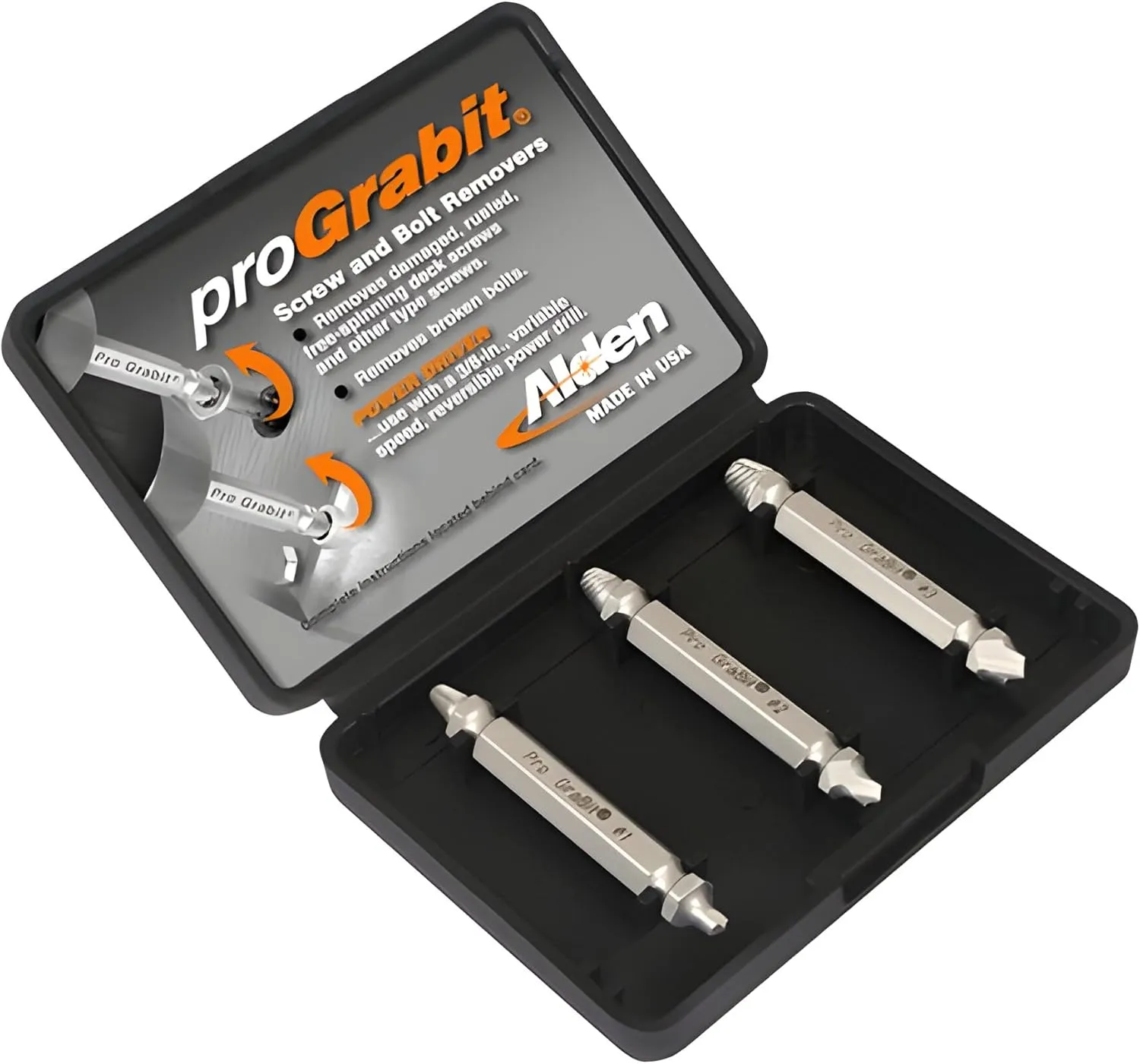 Alden 8430P Pro Grabit Broken Bolt and Damaged Screw Extractor 3 Piece Kit