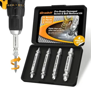 Alden 8440P Pro Grabit Broken Bolt and Damaged Screw Extractor 4 Piece Kit - Made in The USA