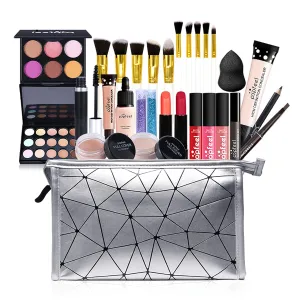 All in One Makeup Kit Makeup Kit for Women Full Kit,Multipurpose Makeup Kit,Cosmetic Starter Beauty Kit Include Makeup Brush Set,Eyeshadow,Lip Gloss,Eyebrow Pencil,Mascara,Travel Carry Bag (KIT007)