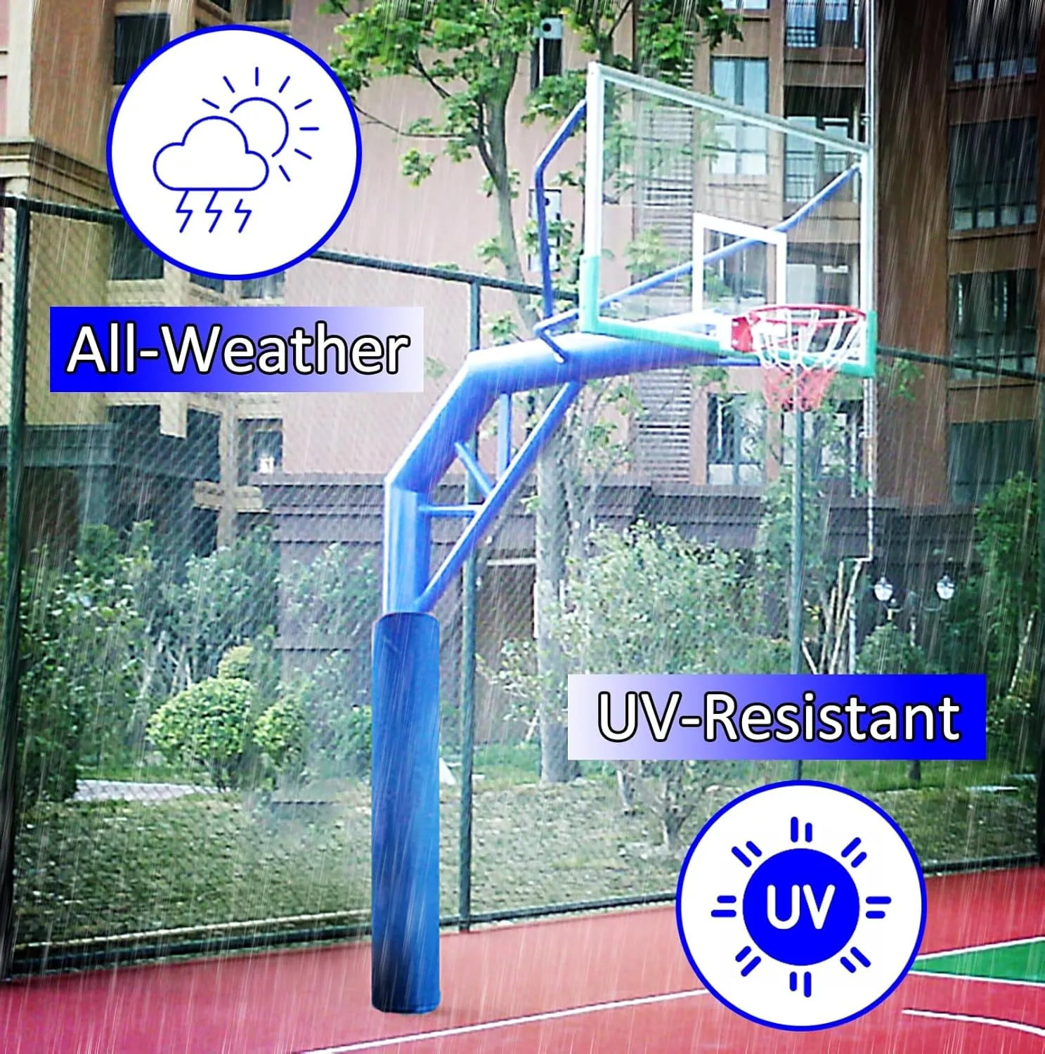 All-Weather Safety Pole Pad Round for Awning/ Patio Sunshade, Indoor/ Outdoor Basketball Pole Protector Fit Round Column/ Post/ Pillar, Basement Post Padding Weatherproof(Black,Dia 165mm (6 1/2in))