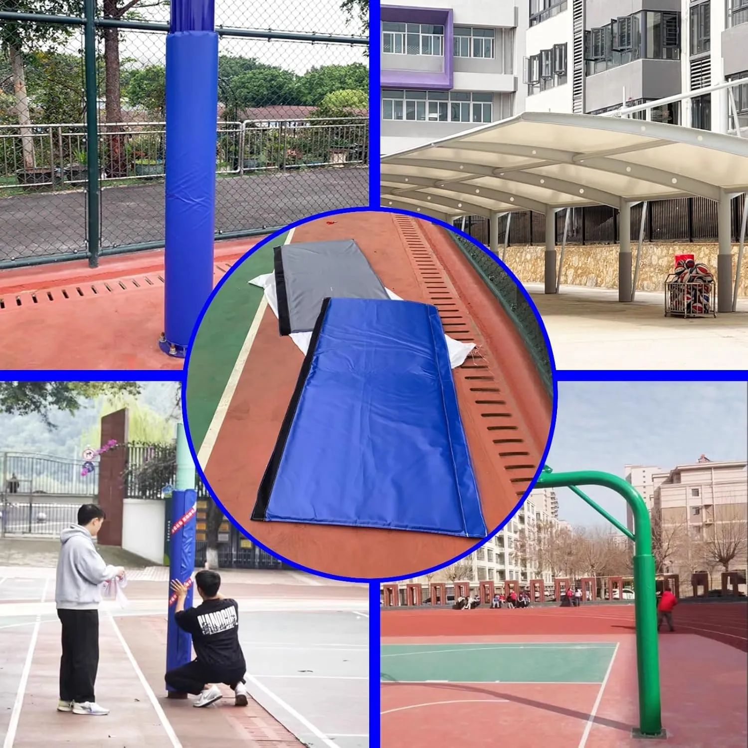All-Weather Safety Pole Pad Round for Awning/ Patio Sunshade, Indoor/ Outdoor Basketball Pole Protector Fit Round Column/ Post/ Pillar, Basement Post Padding Weatherproof(Black,Dia 165mm (6 1/2in))