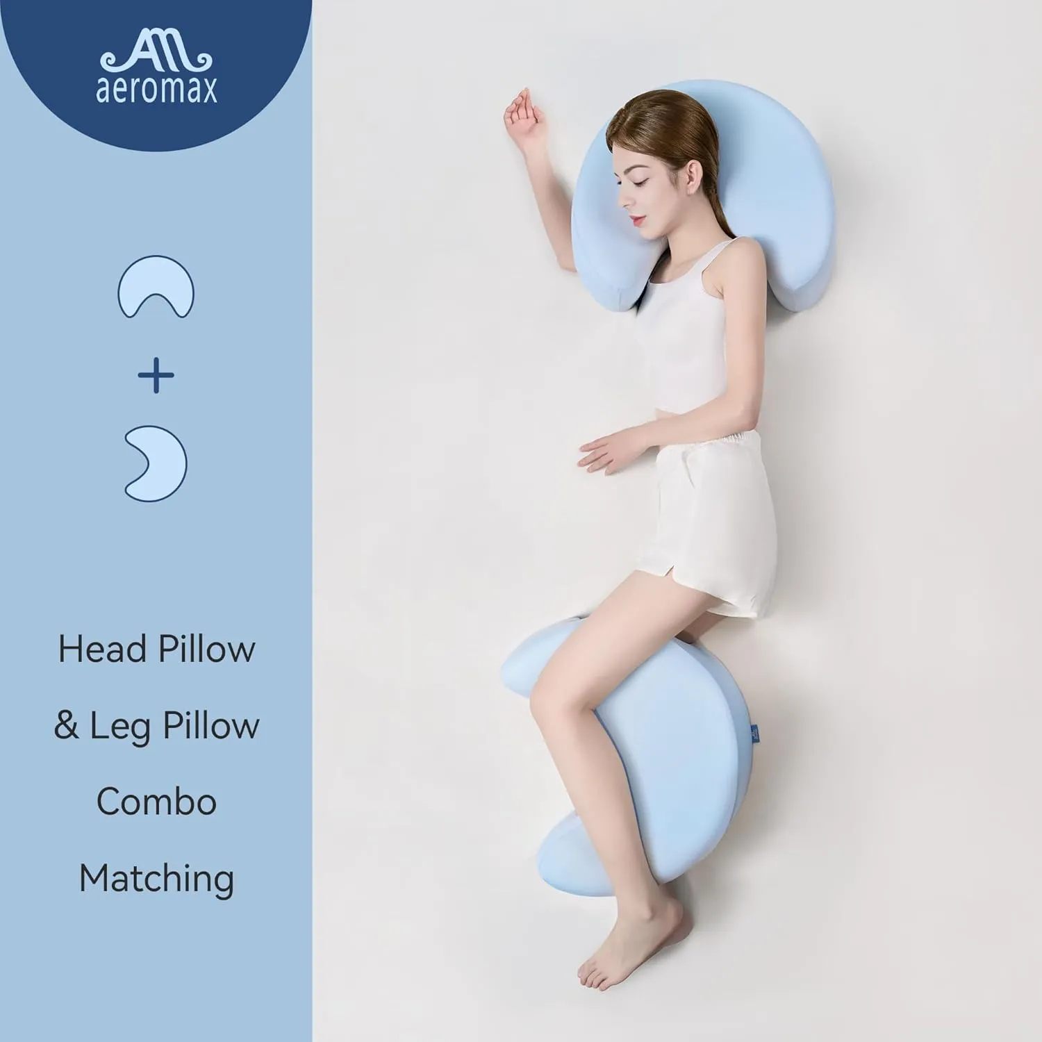 AM AEROMAX Side Sleeping Pillow with Arm Holes - Ergonomic Memory Foam Pillow for Cervical, Neck, Shoulder & Rotator Cuff Pain Relief - Ideal for Side Sleepers.(Blue)