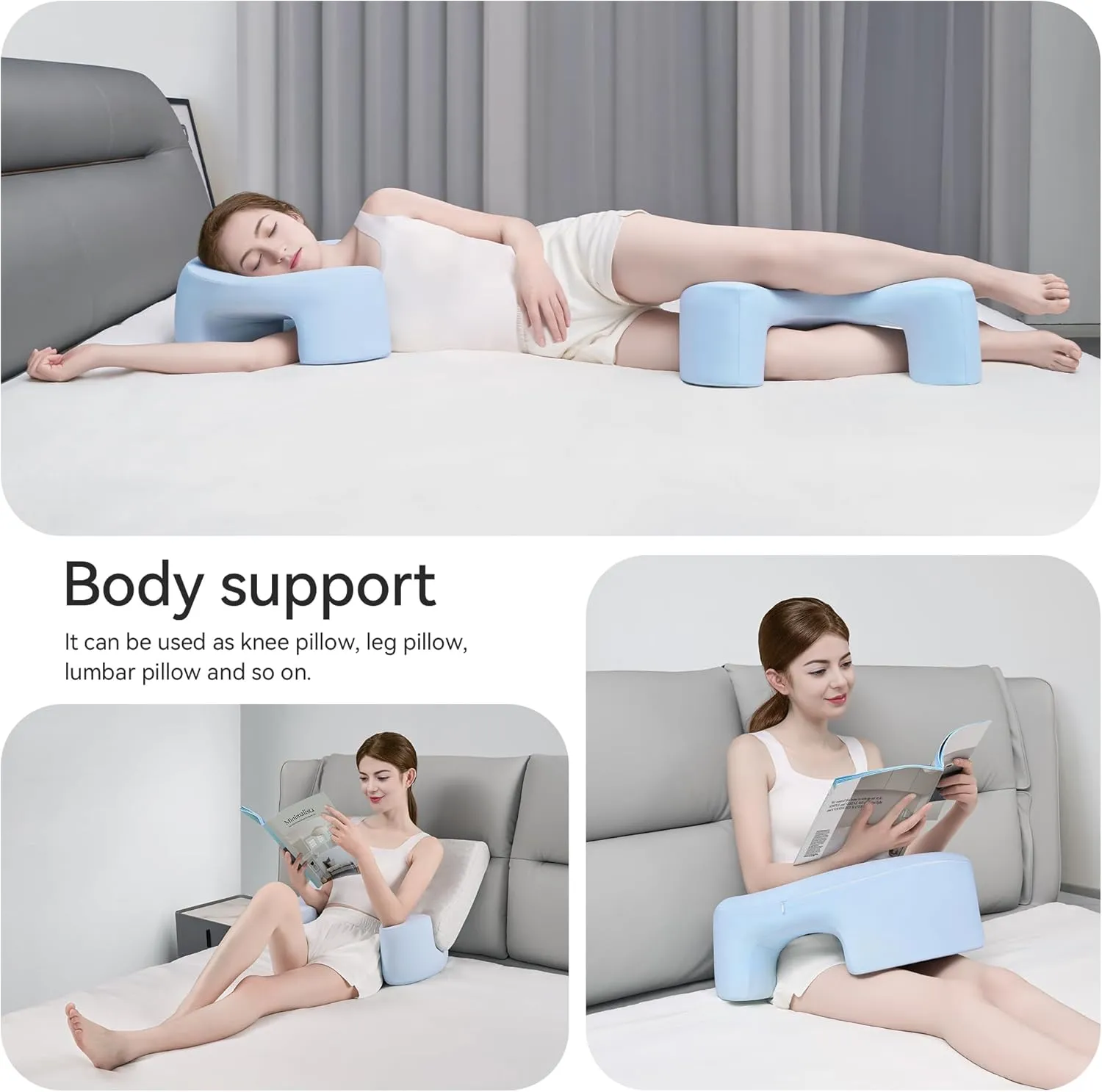 AM AEROMAX Side Sleeping Pillow with Arm Holes - Ergonomic Memory Foam Pillow for Cervical, Neck, Shoulder & Rotator Cuff Pain Relief - Ideal for Side Sleepers.(Blue)