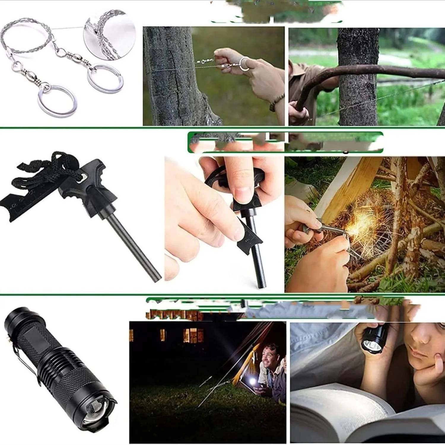 Amazon SOS Wilderness Survival Equipment 13 Pieces Outdoor Multi-Tool Set Adventure self-Defense First aid Supplies