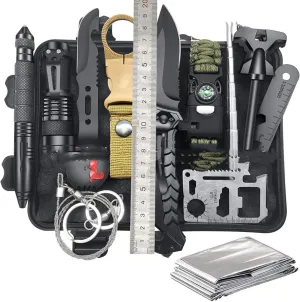 Amazon SOS Wilderness Survival Equipment 13 Pieces Outdoor Multi-Tool Set Adventure self-Defense First aid Supplies