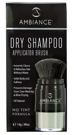 Ambiance Natural Dry Shampoo Powder & Brush - No Tint - Non Aerosol Travel Size Shampoo - Non Toxic, Benzene Free - Volumizing, Refreshes Oily Hair & Covers Roots Between Colorings