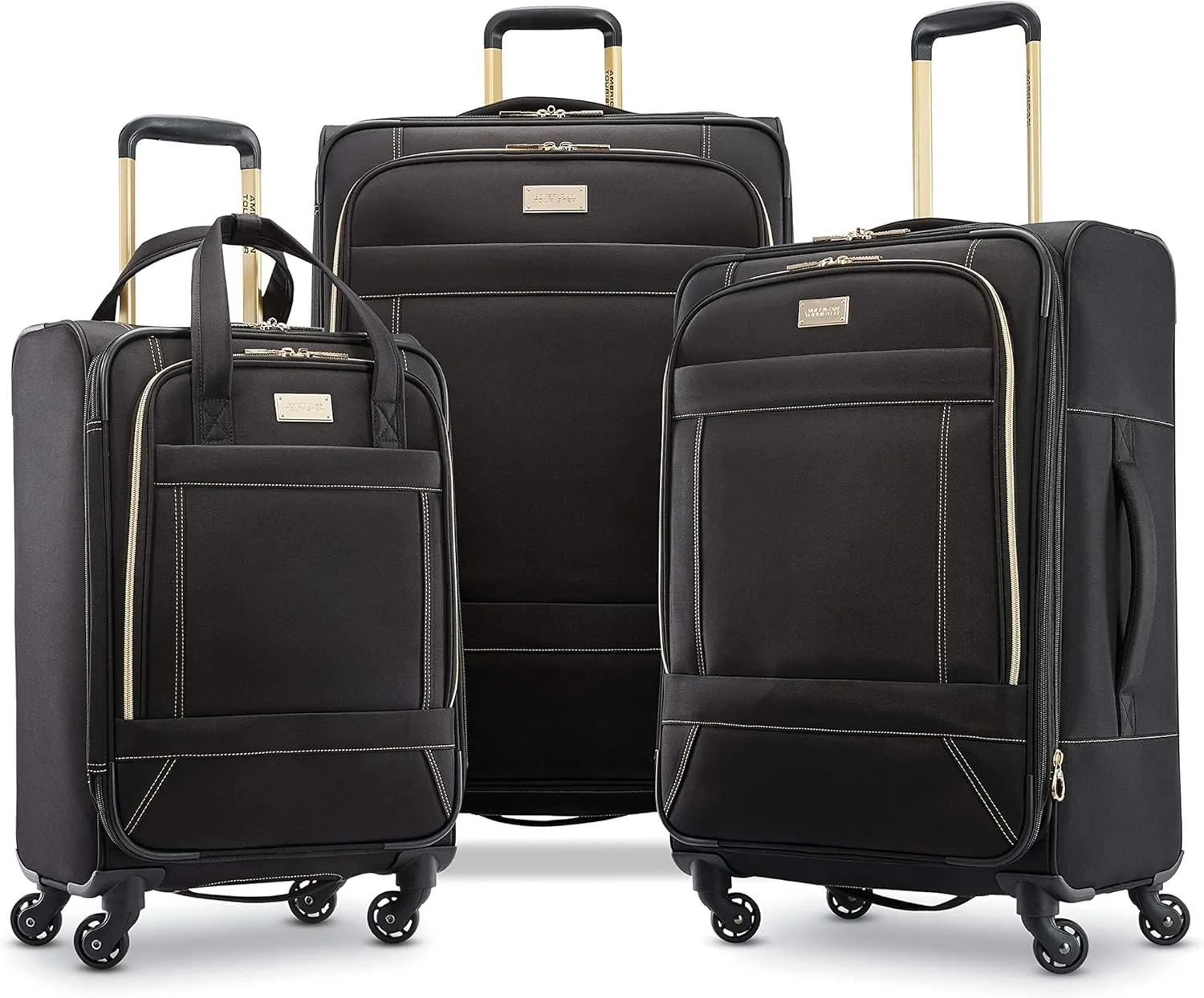 American Tourister Belle Voyage Softside Luggage with Spinner Wheels, Black, Checked-Medium 25-Inch
