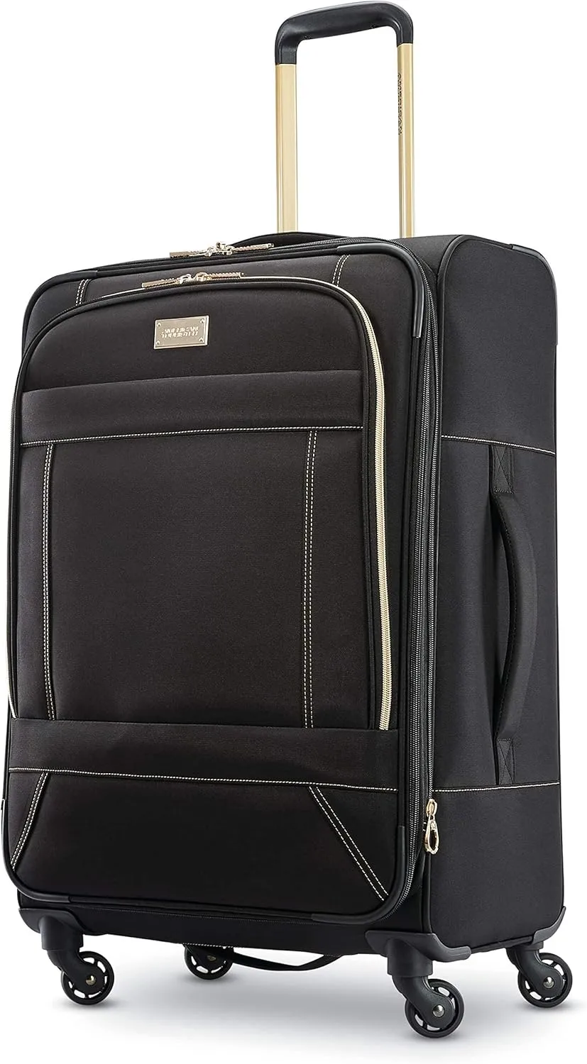 American Tourister Belle Voyage Softside Luggage with Spinner Wheels, Black, Checked-Medium 25-Inch