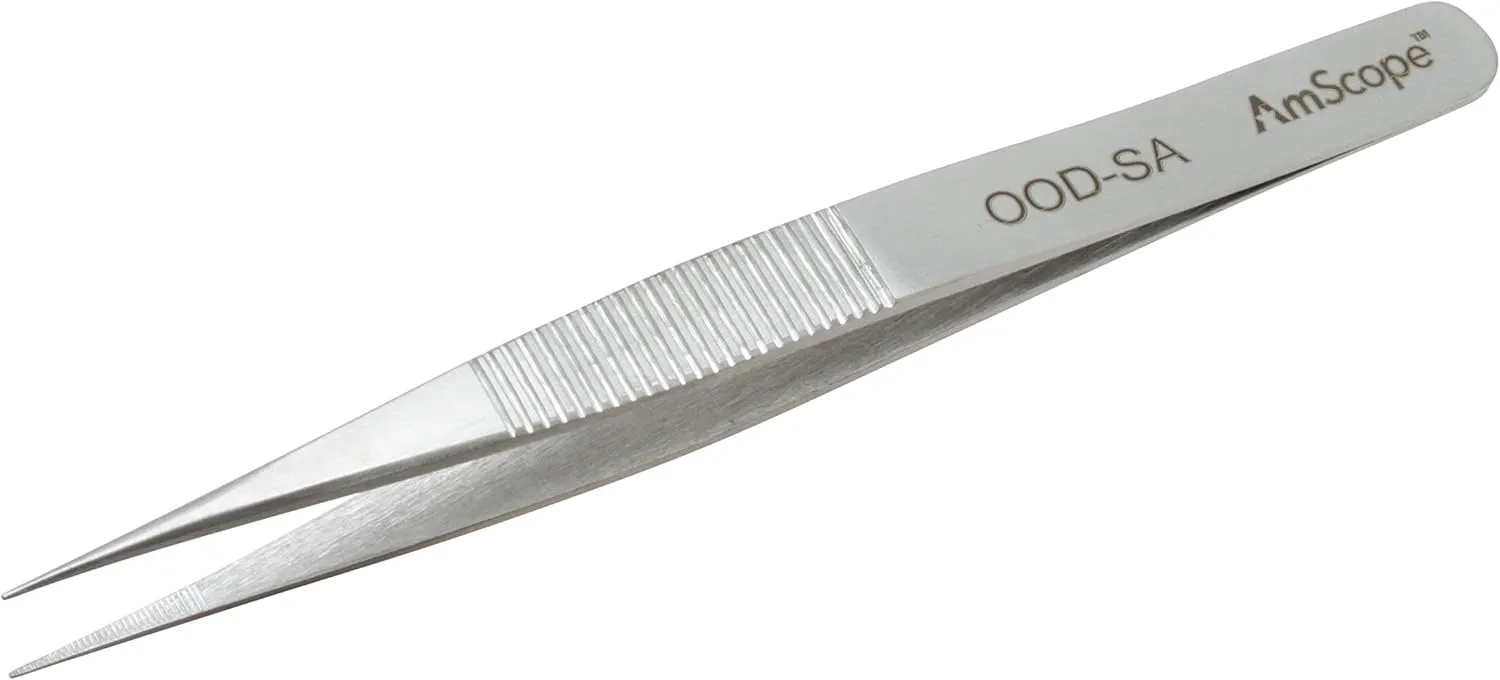 AmScope - High Precision 4 3/4 in. Straight Flat Edge Tweezers - Multi-Pack - 10 pcs