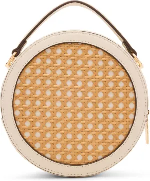 Anne Klein Womens Caning Circle Bag, Natural/Parchment