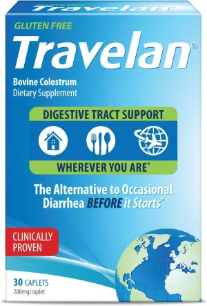 Anti Diarrhea Pills Help Prevent Traveler’s Diarrhea Before It Starts, Clinically Proven, Travel Medicine, Drug-Free Colostrum, Natural Digestive and Immune Support Supplement, 30 Count