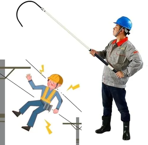 Anti-Electric Shock Rescue Tube，Lifesaving poleElectrical Safety Rescue Pole Rod, High Voltage Insulation Rescue Hook, Drowning Rescue Pole, Fire/Electrical Safety Emergency Rescue Tool(Whit