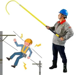 Anti-Electric Shock Rescue Tube，Lifesaving poleElectrical Safety Rescue Pole Rod, High Voltage Insulation Rescue Hook, Drowning Rescue Pole, Fire/Electrical Safety Emergency Rescue Tool(Yell