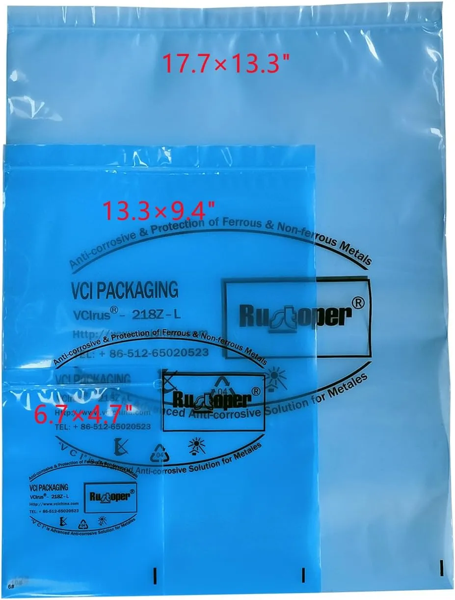 Anti-rust zipper bag VCI Bag for jewelry, metals (17.7×13.3"×4mil 10pcs)