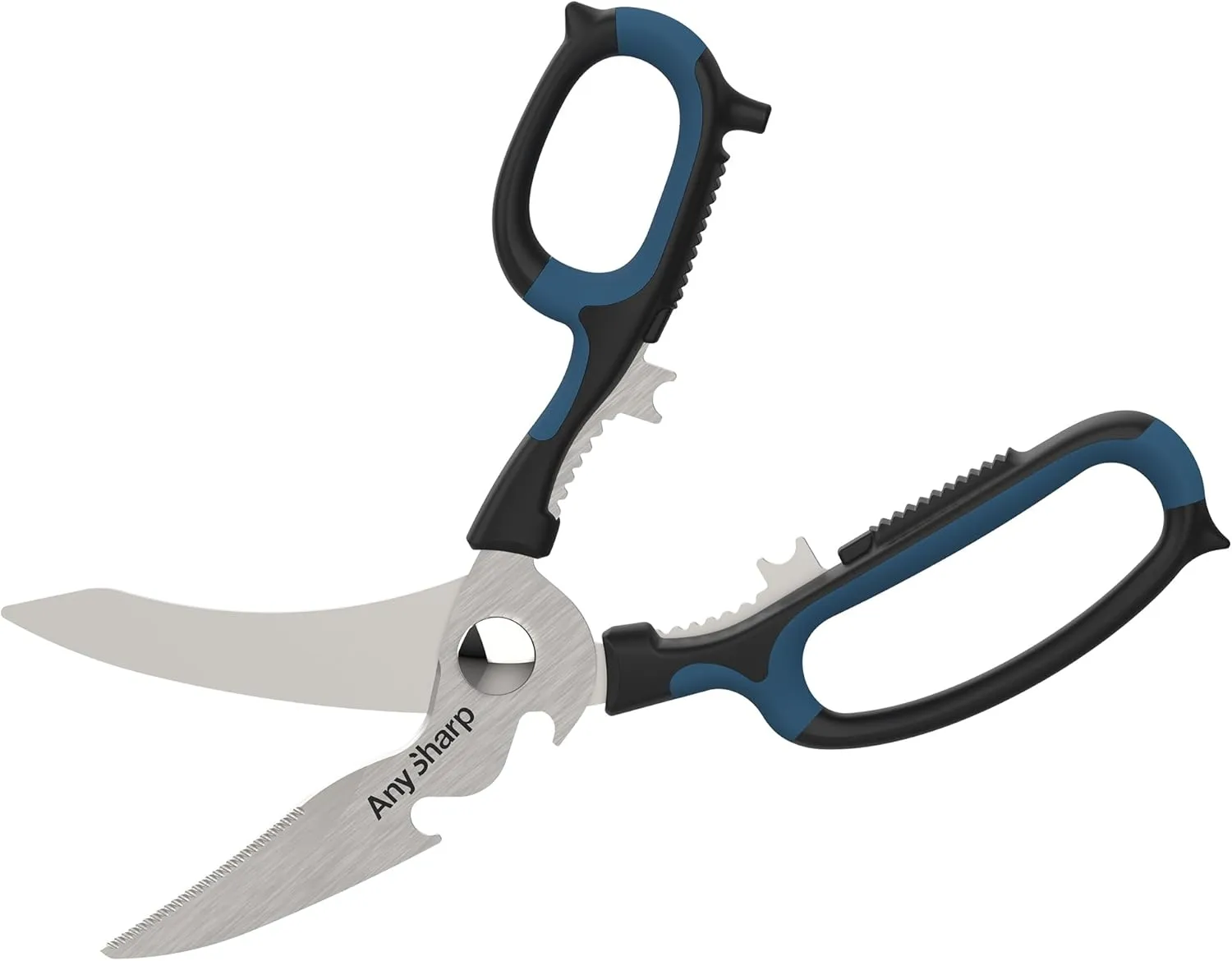 AnySharp 5-in-1 Multi-Function Scissors with Hardened Steel Blades for Tough Materials - Comfortable Grip for Both Left and Right Handed Users - Dishwasher Safe Kitchen Shears