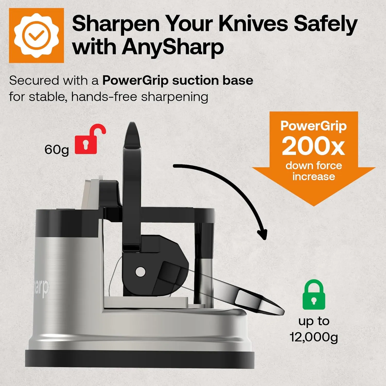 AnySharp Pro Knife Sharpener, Metal