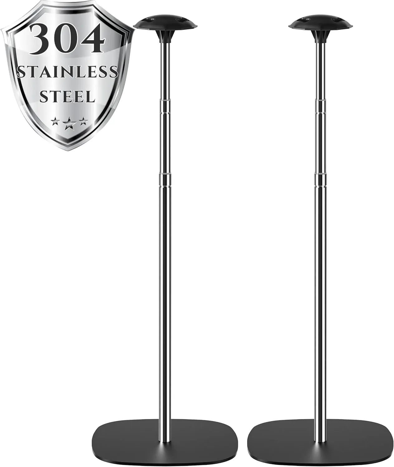APXL Boat Cover Support Poles 2 PK Support Systems, Height Adjustable 304 Stainless Steel Support Poles with Stable Full-Touchdown Iron Alloy Base for Jon Boat Pontoon Aluminum Boat Tarps Bimini Tops