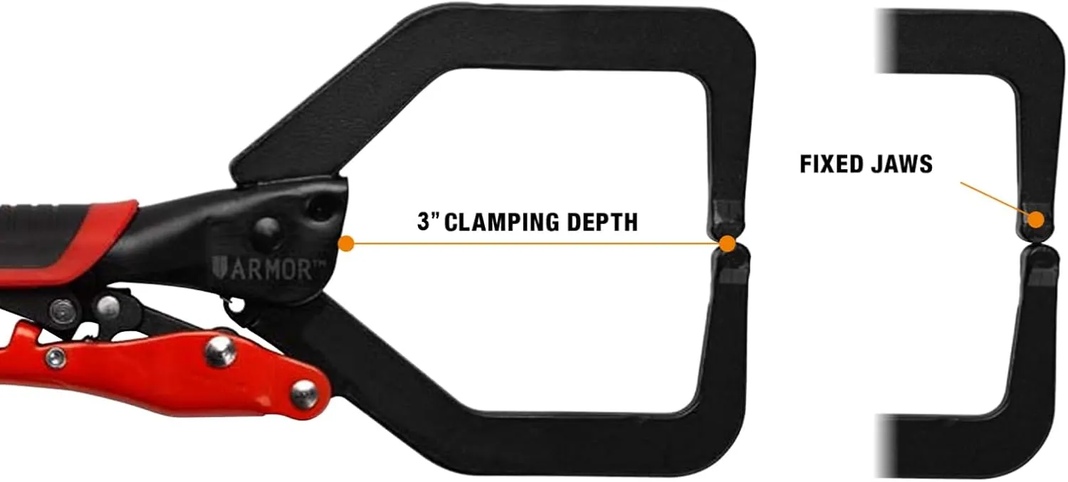 ARMOR TOOL Locking C Clamp Vice Grips - 7" Welding Clamps with Auto Adjust Design & Comfortable Grips Armor Tools A06200G