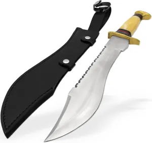 Armory Replicas Crocodile Hunter Tactical Bowie Knife - 17.25 Inch Forged Full Tang Sawback Knife for Hunting & Sporting - with Stag Horn Handle - Large Blade with Leather Sheath