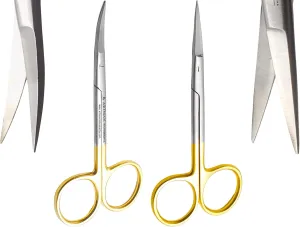 ARTMAN INSTRUMENTS 2 pack Iris Micro Dissecting Scissors Straight & Curved 4.5” | Super-Cut Fine Point Skin Tag Medical Surgical Gum Stitch Eye Dental Scissors Perfect for Doctors, Nurses, Students