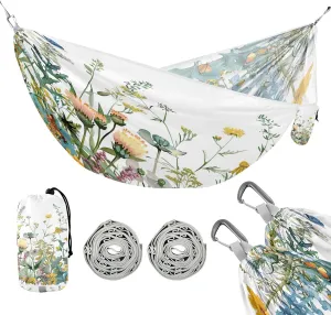 ATTX Colorful Herbs and Flowers Camping Hammock - Lightweight & Portable Hammocks, Heavy Duty 330lbs Capacity for Indoor, Hiking, Backpacking, Travel, Backyard, Beach#42
