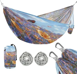 ATTX Colorful Wildflowers Meadow Camping Hammock - Lightweight & Portable Hammocks, Heavy Duty 330lbs Capacity for Indoor, Hiking, Backpacking, Travel, Backyard, Beach#585
