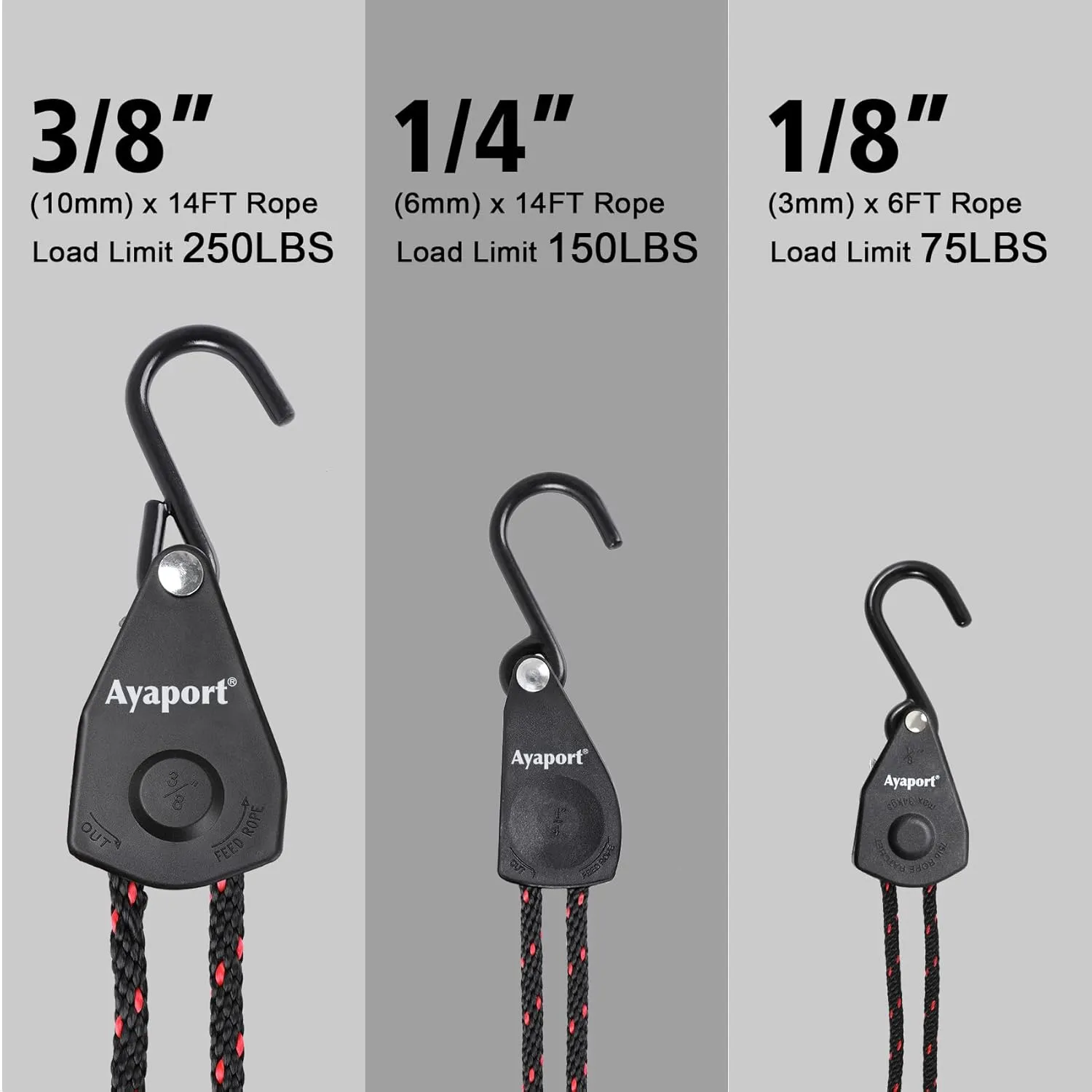 Ayaport Kayak Rope Tie Down Ratchet Straps Bow and Stern Ratcheting Tie Downs Rope Hanger Kayak and Canoe Accessories