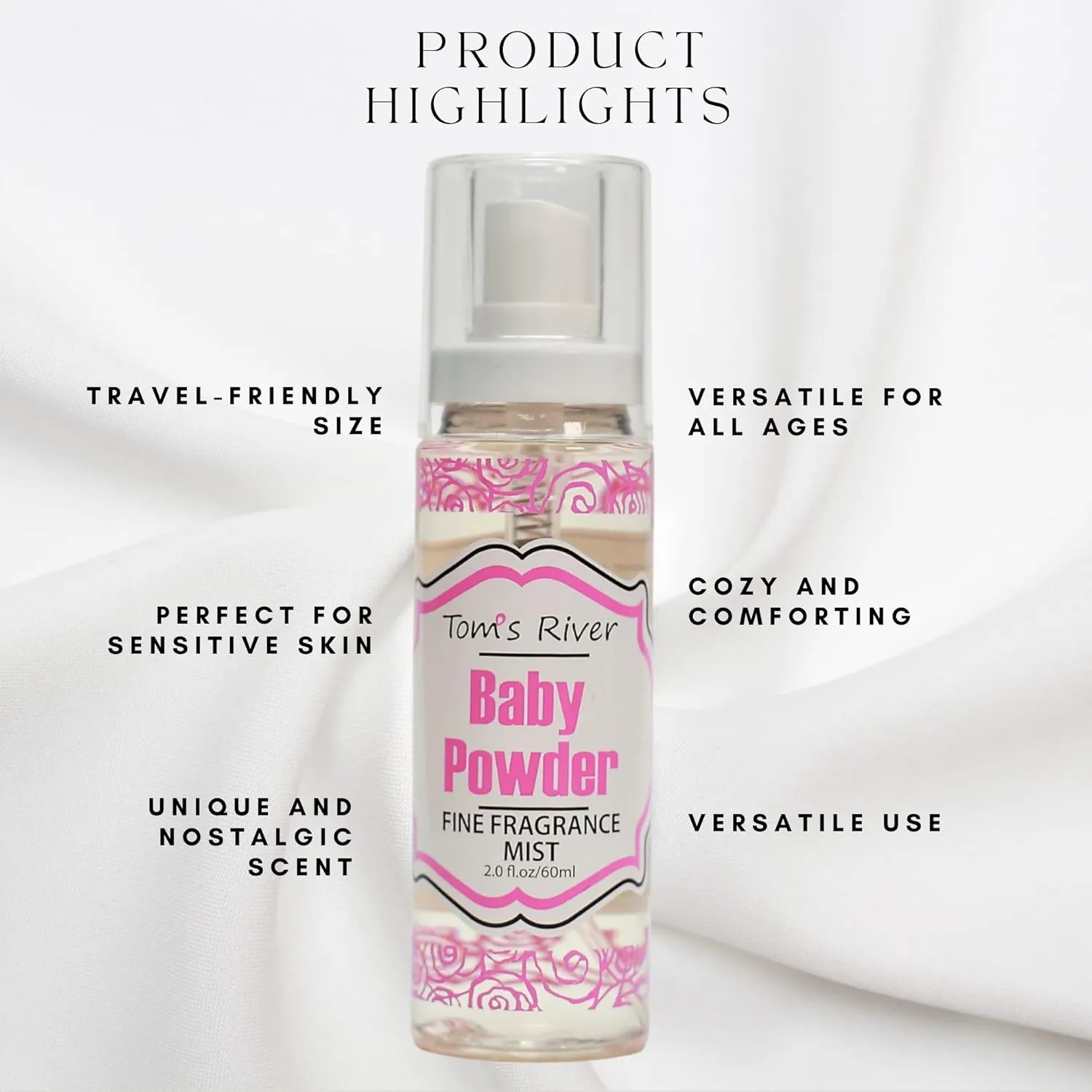 Baby Fresh Powder Fine Fragrance Mist - 2 fl oz/60ml - Pack of 2, Body Spray for Women, Gentle and Long Lasting Perfume for Men & Women, For Daily Use