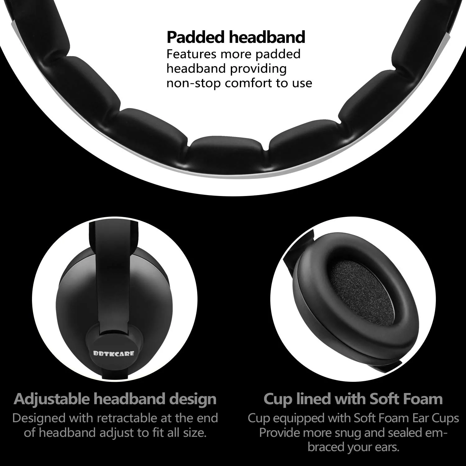 Baby Headphones Noise Cancelling Headphones for Babies for 3 Months to 3 Years (Black)