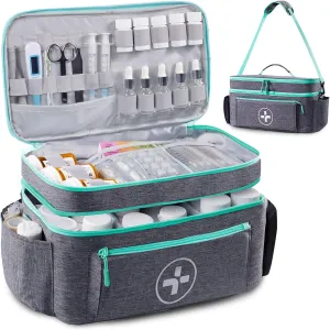 BAGSFY Travel Medicine Bag Organizer, Medical Bag Empty, Pill Bottle Organizer for Home, Large Medication Storage, Travel Carrying Case First Aid Kit Bags Empty, Emergency Kit.