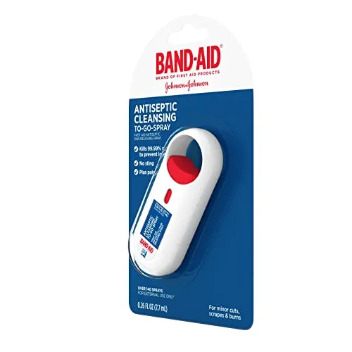Band-Aid Brand Antiseptic Cleansing to-Go-Spray, First Aid Antiseptic Spray Relieves Pain & Kills Germs Anywhere, Benzalkonium Cl Antiseptic & Pramoxine HCl Topical Analgesic, 26 fl. oz