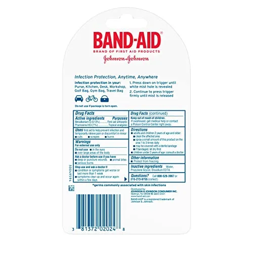 Band-Aid Brand Antiseptic Cleansing to-Go-Spray, First Aid Antiseptic Spray Relieves Pain & Kills Germs Anywhere, Benzalkonium Cl Antiseptic & Pramoxine HCl Topical Analgesic, 26 fl. oz