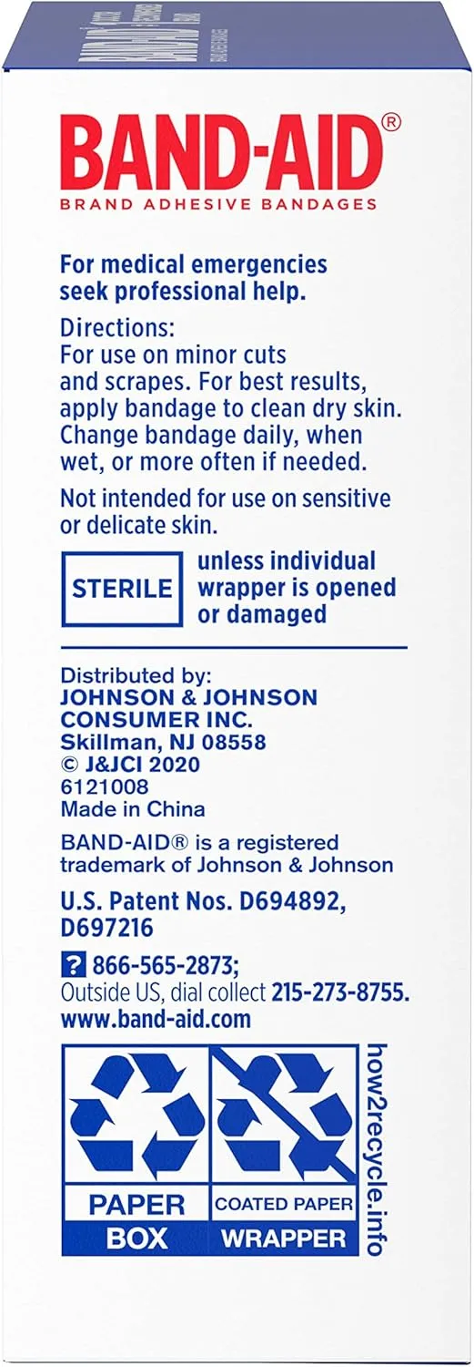 Band-Aid Brand Sterile Tough Strips Adhesive Bandages for First Aid & Wound Care, Durable Protection & Comfort for Minor Cuts, Scrapes & Burns, Heavy-Duty Fabric Bandages, One Size, 20 ct