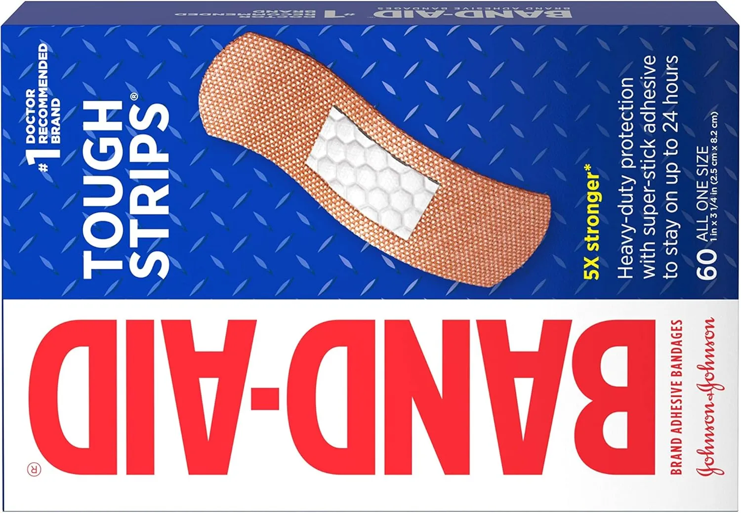 Band-Aid Brand Tough Strips Adhesive Bandages for Wound Care, Durable Protection for Minor Cuts and Scrapes, All One Size, 2 Pack