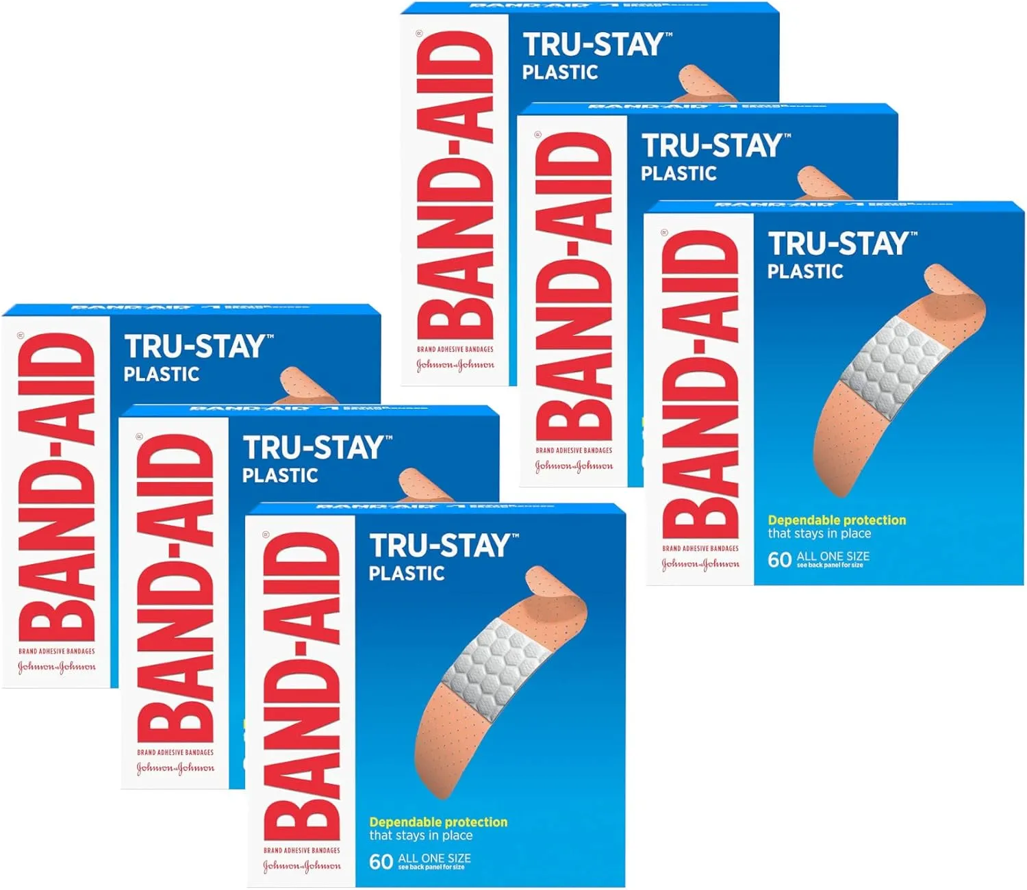 BAND-AID Plastic Strips All One Size 60 Each (Pack of 6)