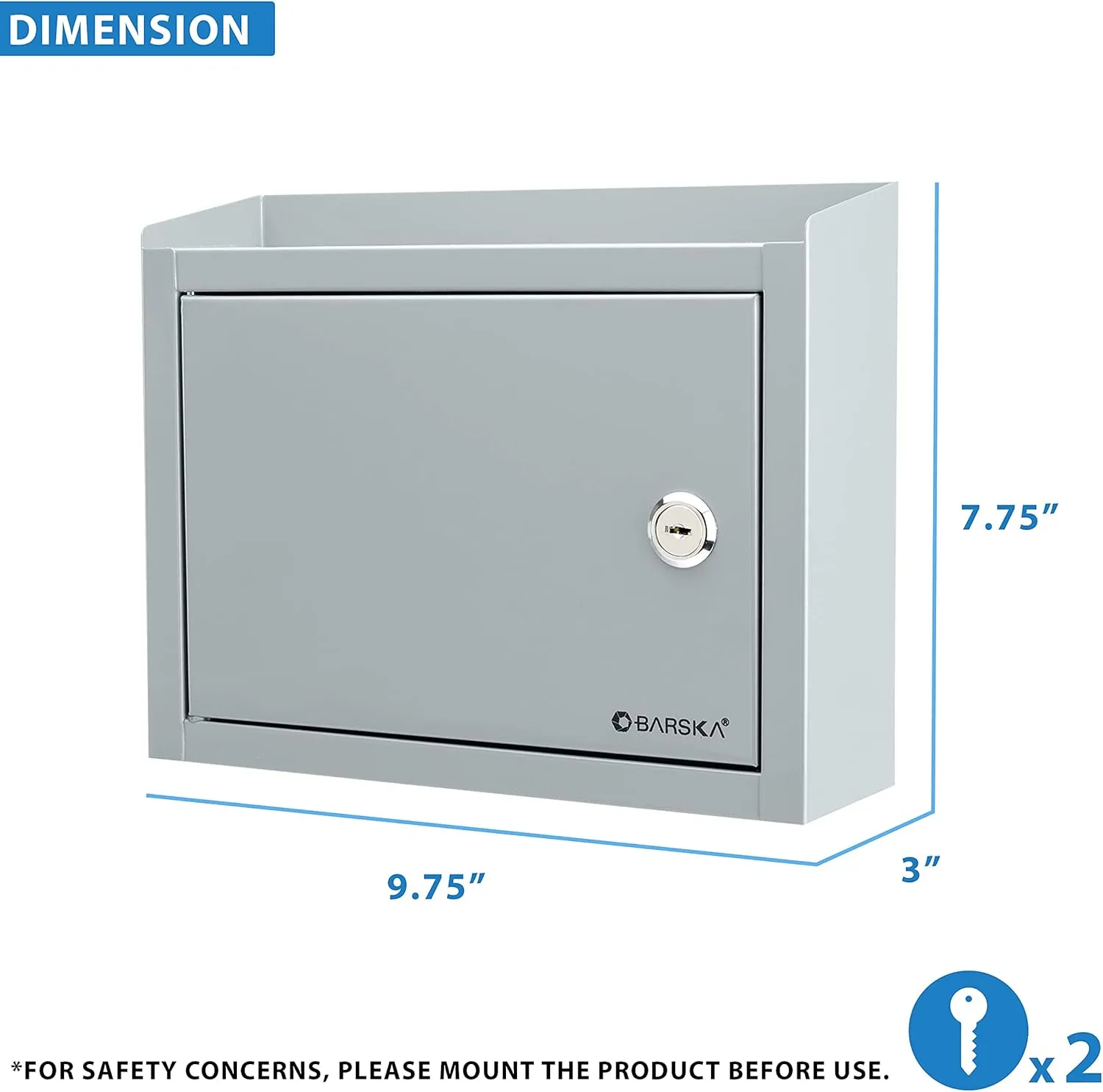Barska Wall Mount Multi-Purpose Locking Mail Suggestion Drop Box with Key Lock for Home Office Classroom
