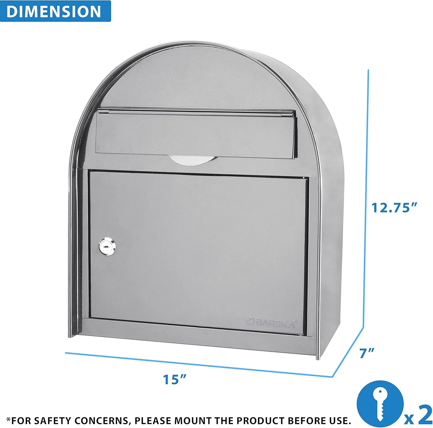 Barska Wall Mount Multi-Purpose Locking Mail Suggestion Drop Box with Key Lock for Home Office Classroom