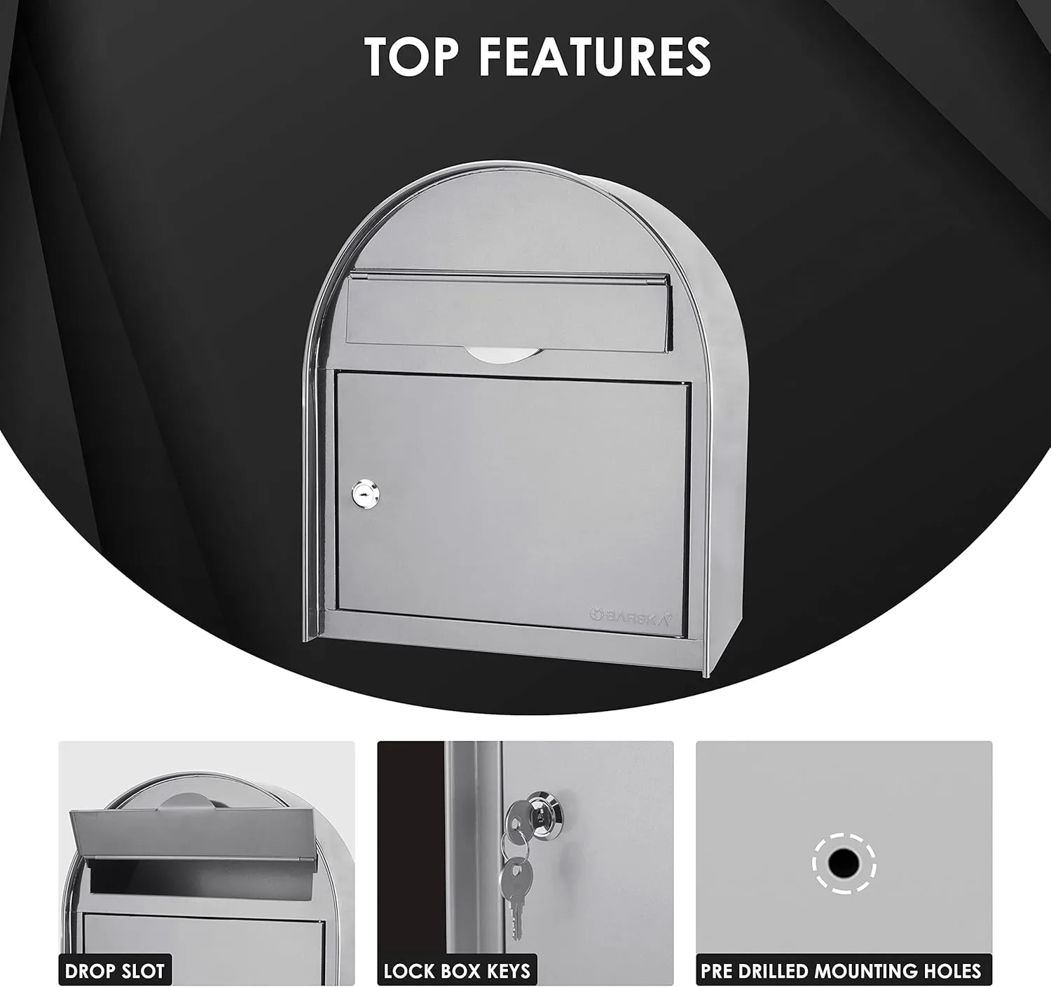Barska Wall Mount Multi-Purpose Locking Mail Suggestion Drop Box with Key Lock for Home Office Classroom