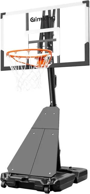 Basketball Hoop Outdoor System with 44 Inch Shatterproof Backboard, 4.8FT-10FT Height Adjustable Basketball Goal System for Youth/Teens/Adults Indoor Outdoor Pool